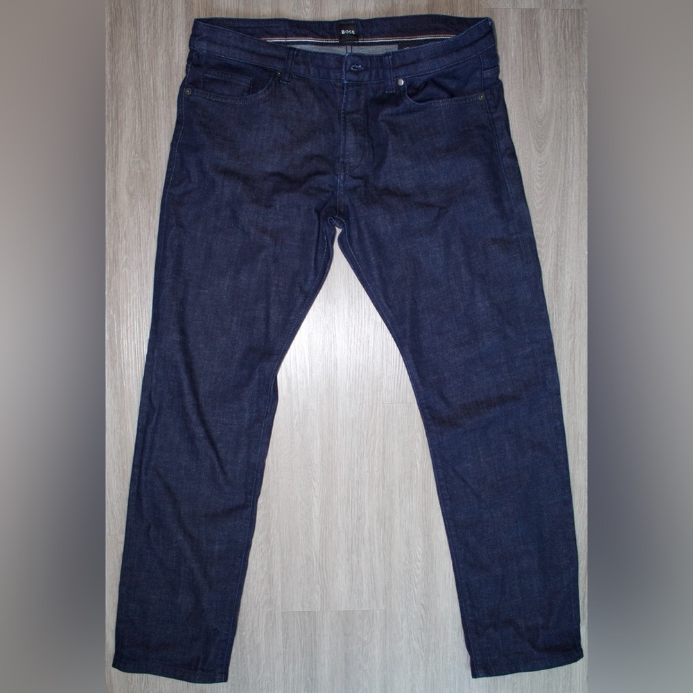 Hugo Boss Mens Jeans Slim Tapered Fit Dark Blue Denim Delaware W34 L30